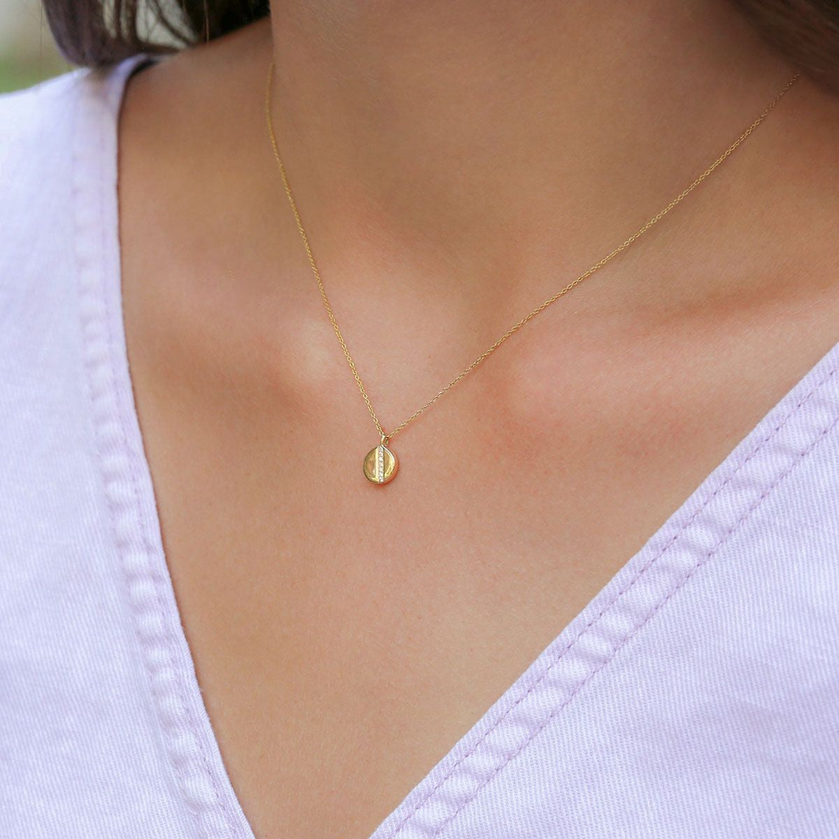 Lauren Joy Diamond Row Disc Necklace