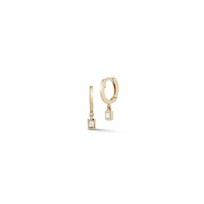 Sadie Pearl Baguette Bezel Drop Mini Huggies