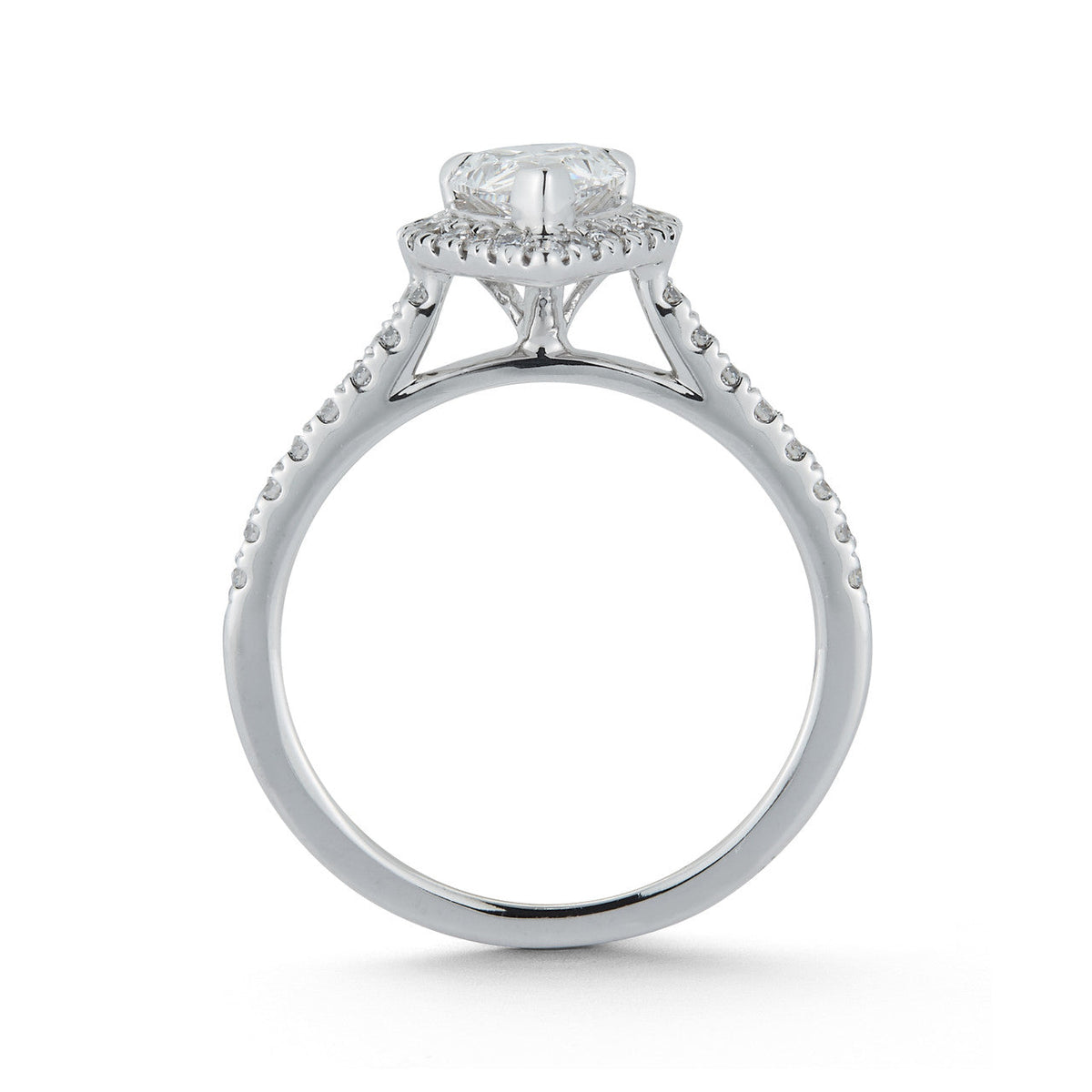 Halo Pavé Cathedral Engagement Ring with 1.04 ct. Pear