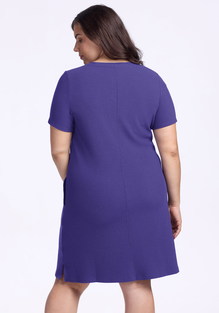 Harlowe Ribbed Dress - Berry Indigo