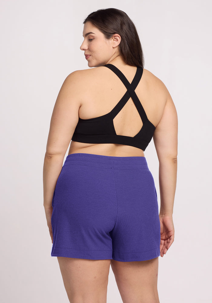 Maisey Ribbed Shorts - Berry Indigo