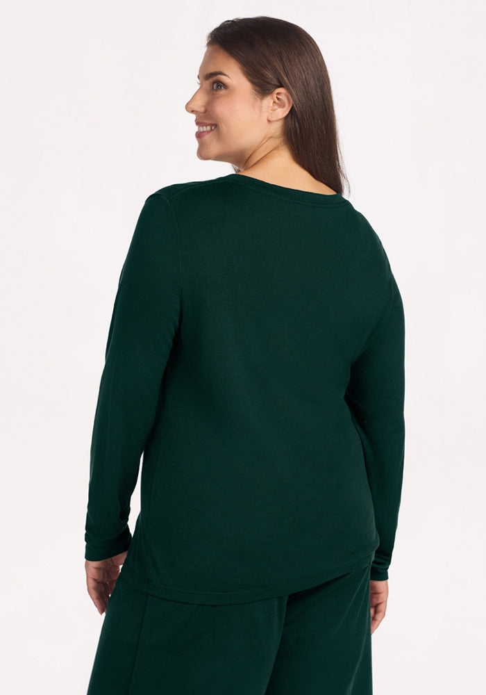 Lily V Neck Lounge Top - Deep Pine