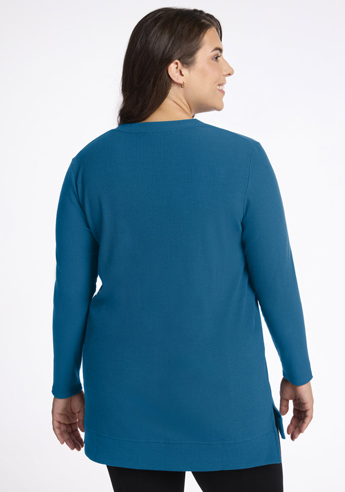 Evie Ribbed Tunic - Blue Pine