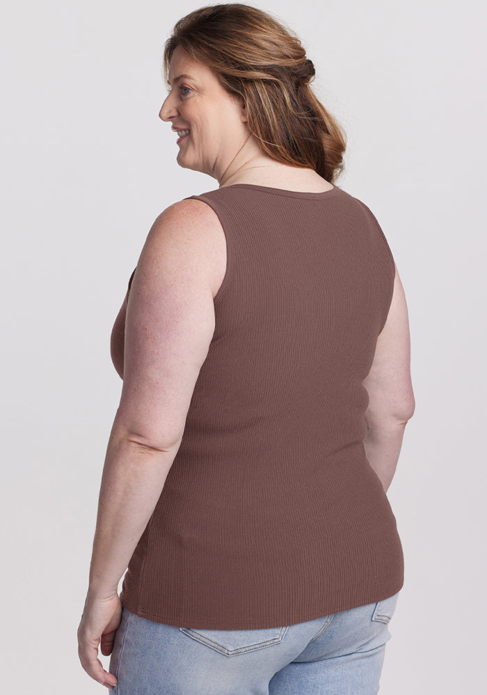 Vivi Ribbed Tank - Peppercorn