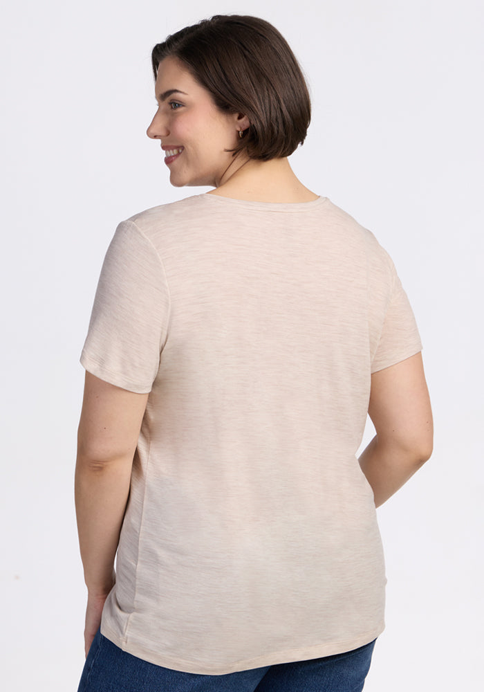 Junie V Neck - Cream Heather