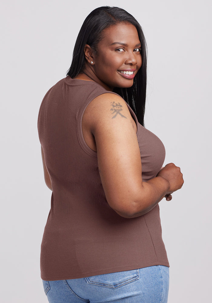 Sloane Ribbed Tank - Peppercorn