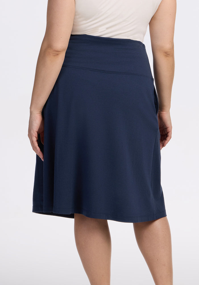 Marilyn Flowy Midi Skirt - Deep Navy