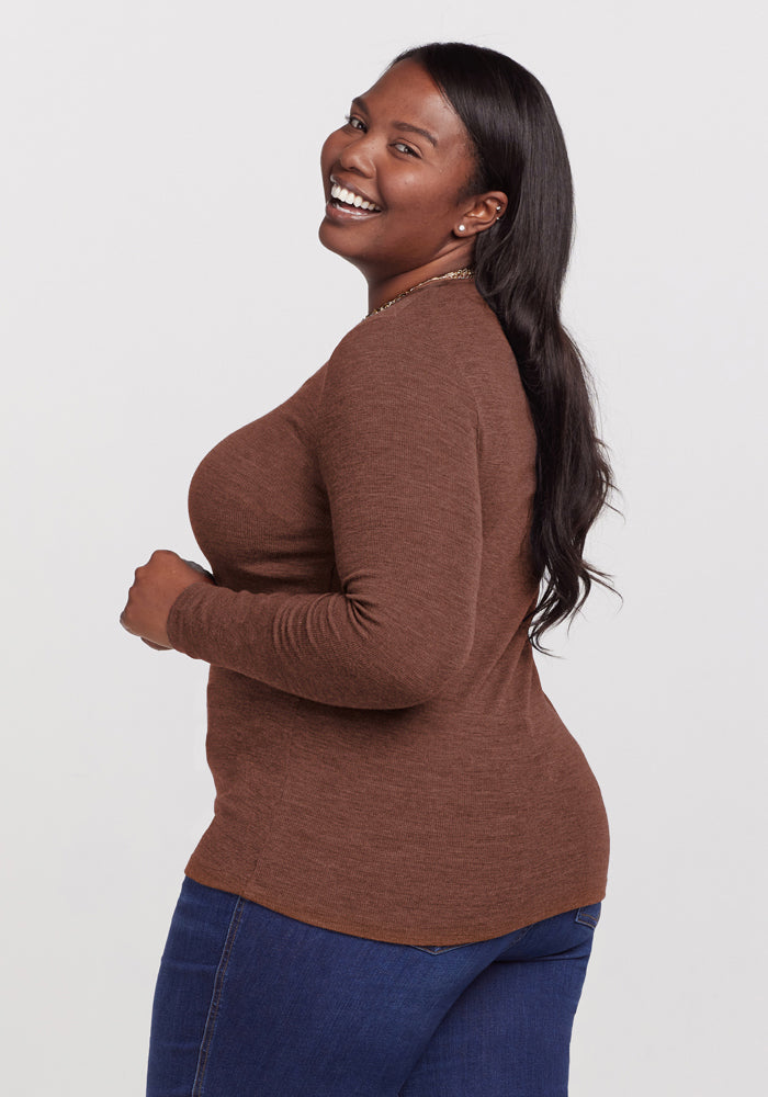 Reese Ribbed Henley - Sable Heather