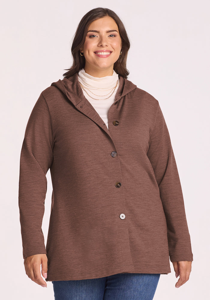 Edna Hooded Cardigan - Sable Heather