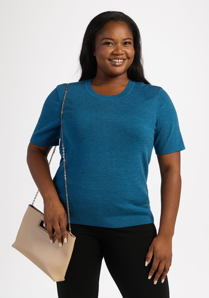 Anna Crew Sweater - Blue Pine