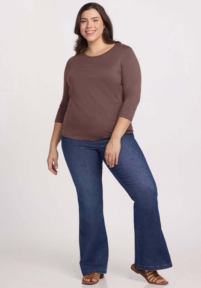 Jenny 3/4 Sleeve Crew Neck - Peppercorn