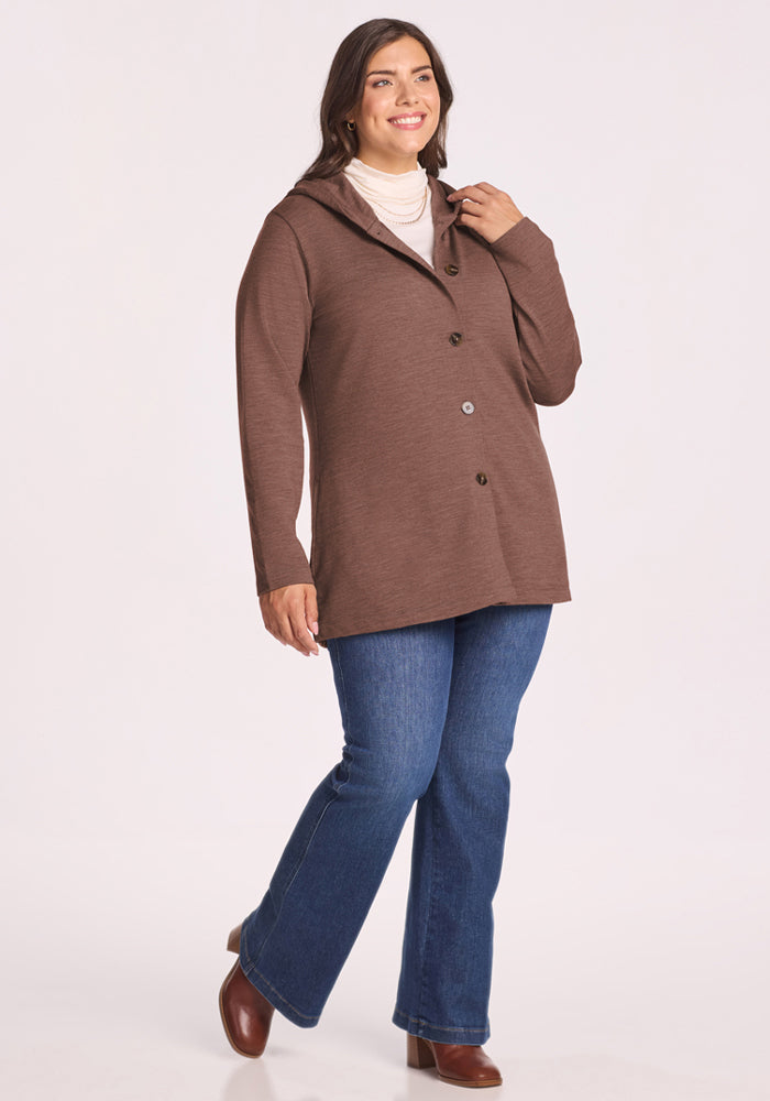Edna Hooded Cardigan - Sable Heather