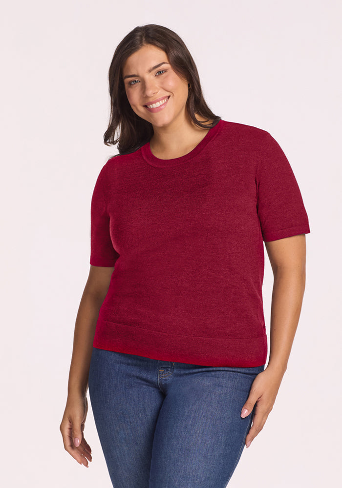 Anna Crew Sweater - Beet Red