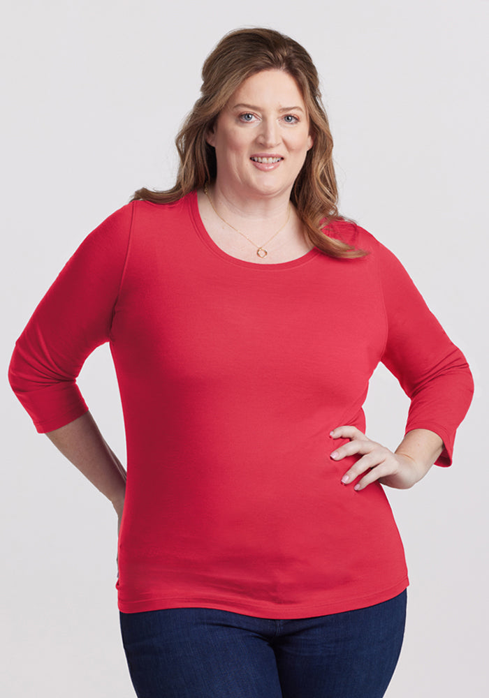 Jenny 3/4 Sleeve Crew Neck - Berry Ice Pop