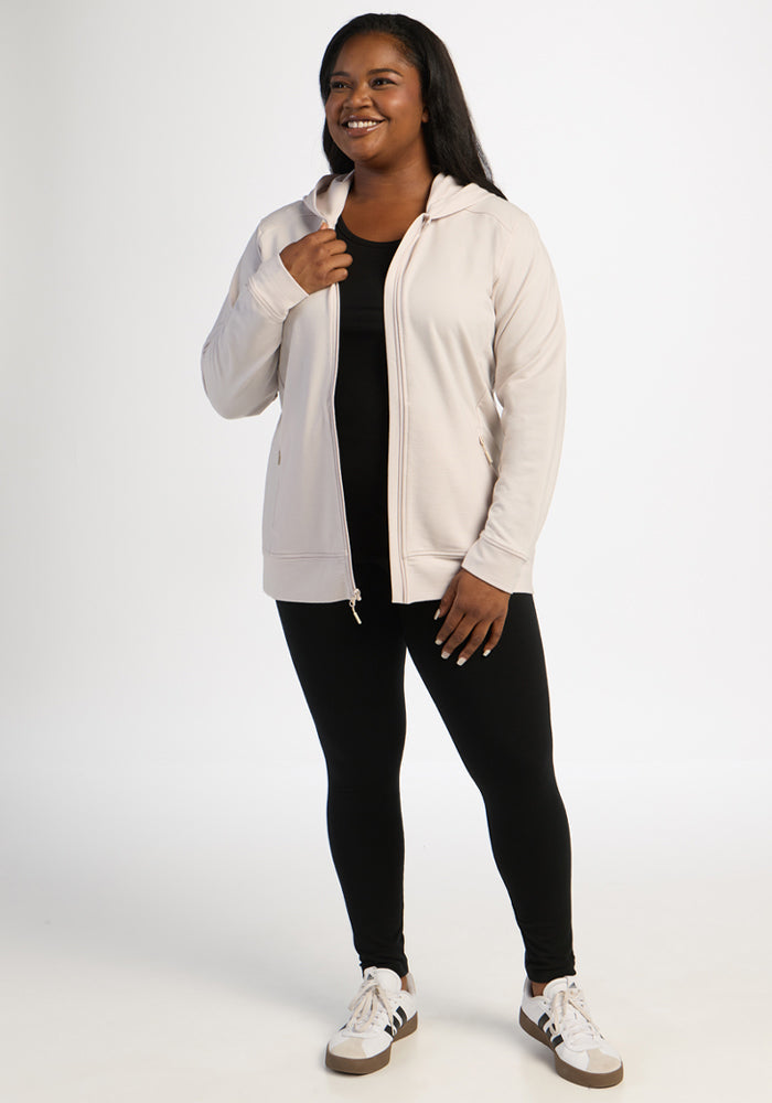Darby Zip Up Hoodie - Ecru