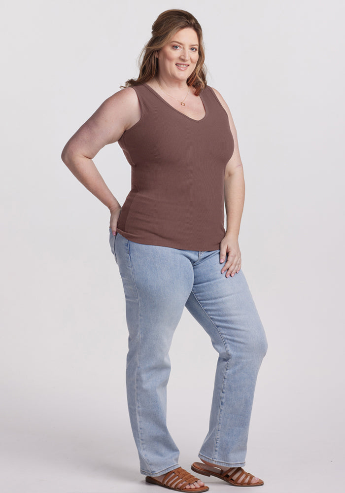 Vivi Ribbed Tank - Peppercorn