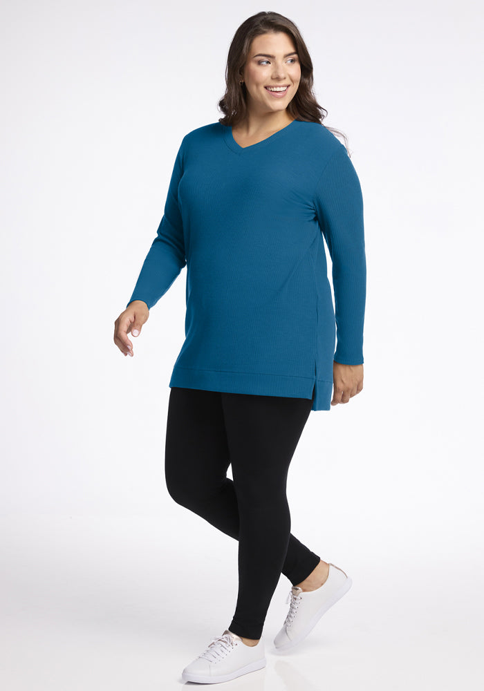 Evie Ribbed Tunic - Blue Pine