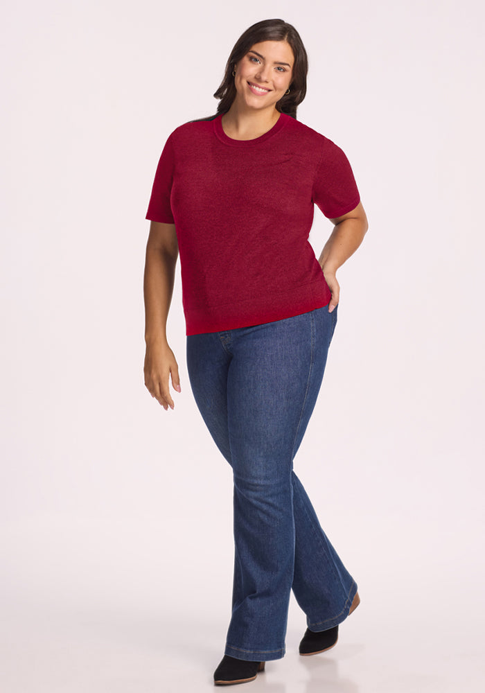 Anna Crew Sweater - Beet Red