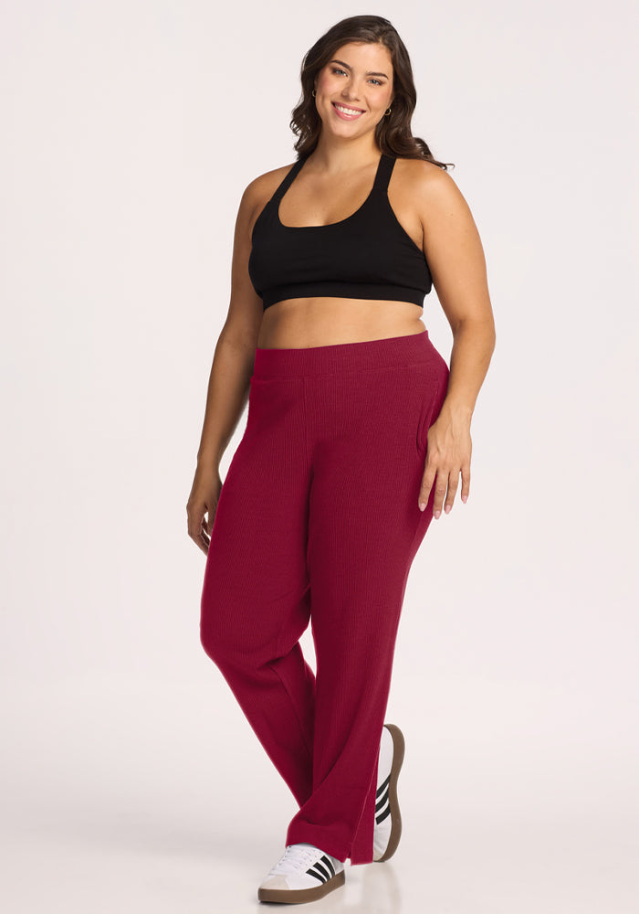 Luca Ribbed Pants - Beet Red