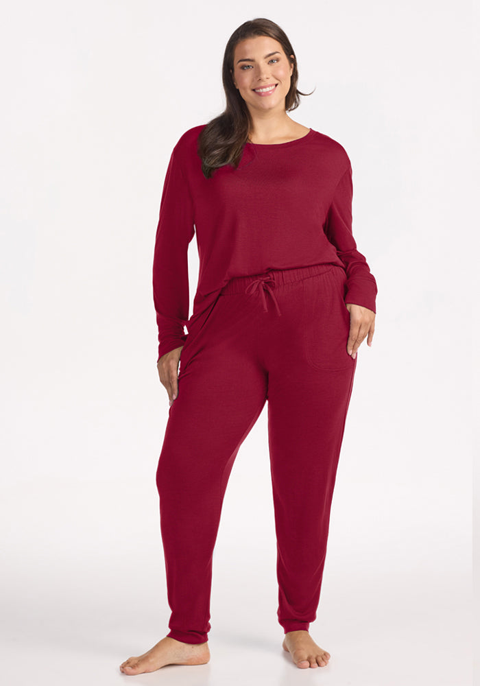 Mary Kate Lounge Pants - Beet Red
