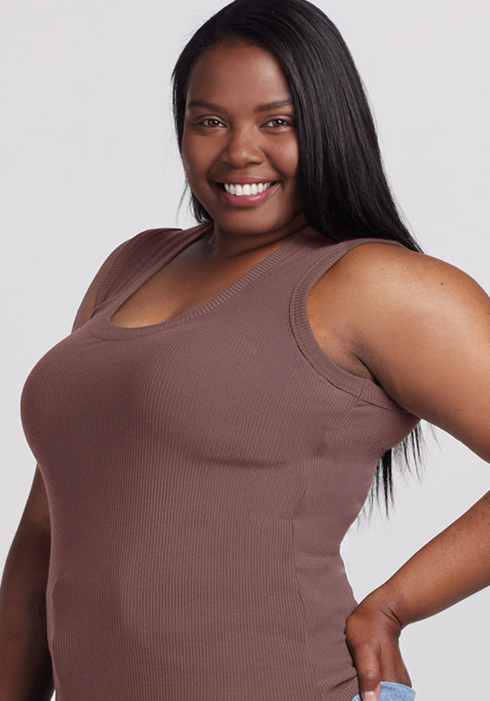 Sloane Ribbed Tank - Peppercorn