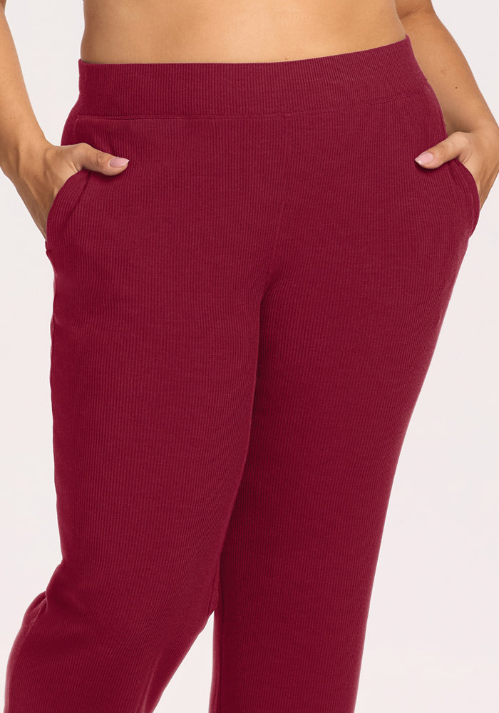 Luca Ribbed Pants - Beet Red