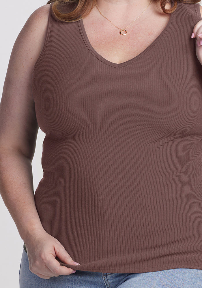 Vivi Ribbed Tank - Peppercorn