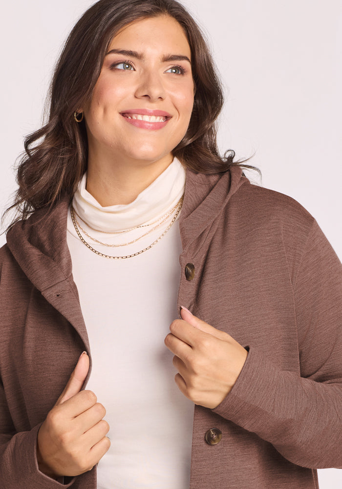 Edna Hooded Cardigan - Sable Heather