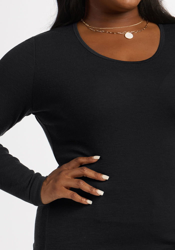 Katie Ribbed Long Sleeve - Black