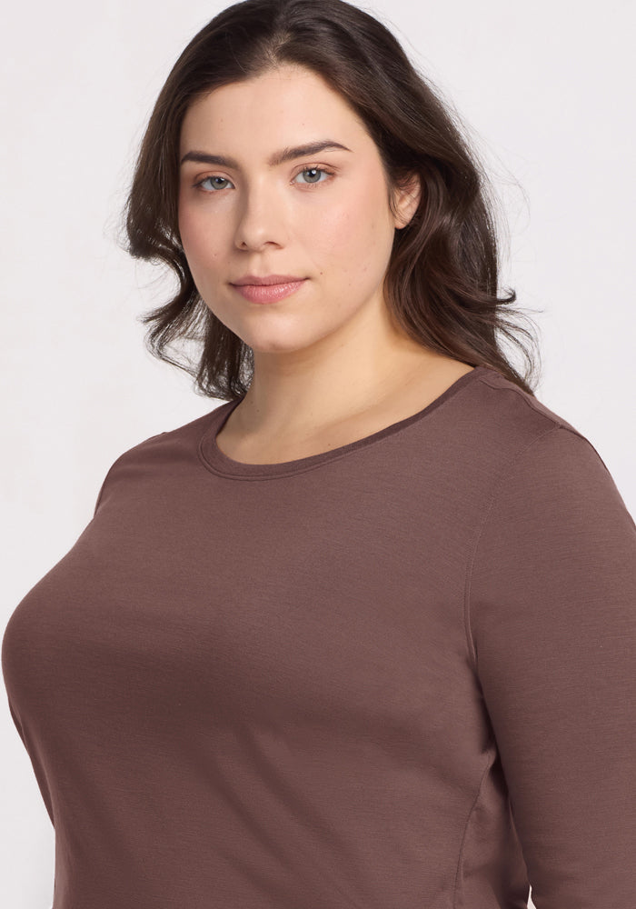 Jenny 3/4 Sleeve Crew Neck - Peppercorn