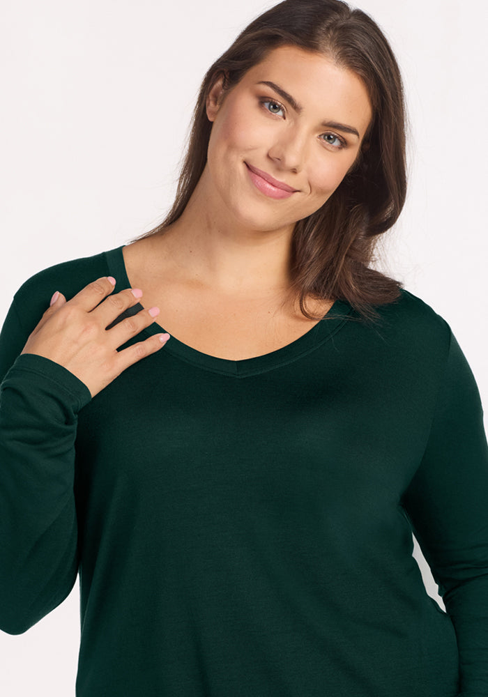 Lily V Neck Lounge Top - Deep Pine