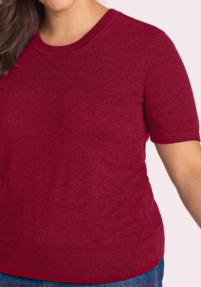Anna Crew Sweater - Beet Red
