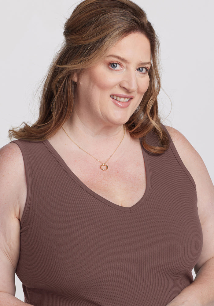 Vivi Ribbed Tank - Peppercorn
