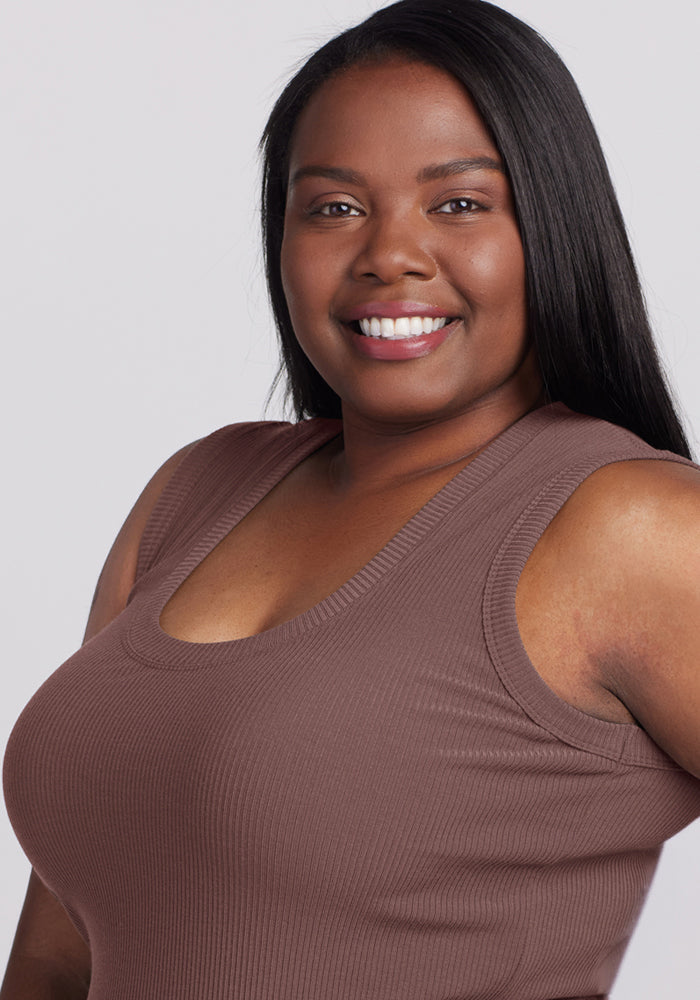 Sloane Ribbed Tank - Peppercorn