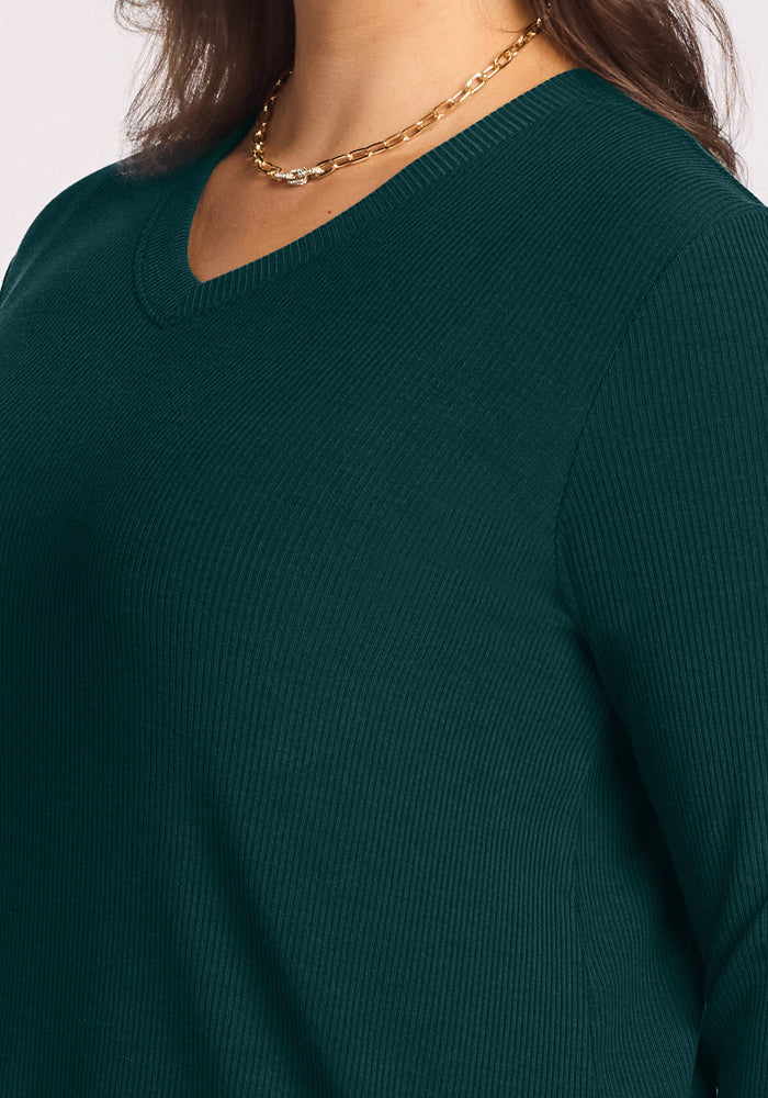 Evie Ribbed Tunic - Deep Pine