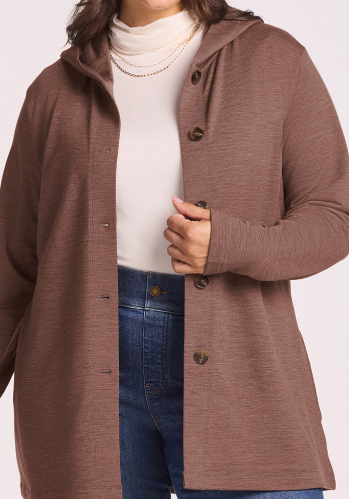 Edna Hooded Cardigan - Sable Heather
