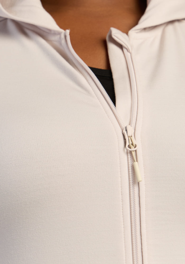 Darby Zip Up Hoodie - Ecru