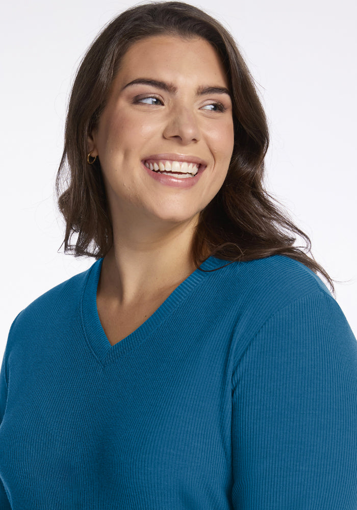 Evie Ribbed Tunic - Blue Pine
