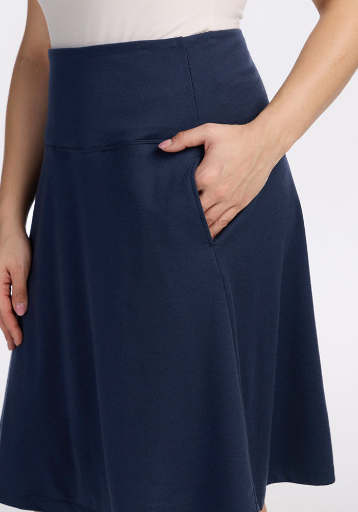Marilyn Flowy Midi Skirt - Deep Navy