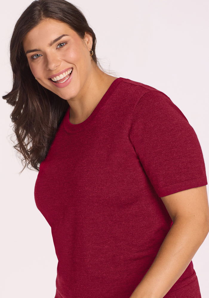 Anna Crew Sweater - Beet Red