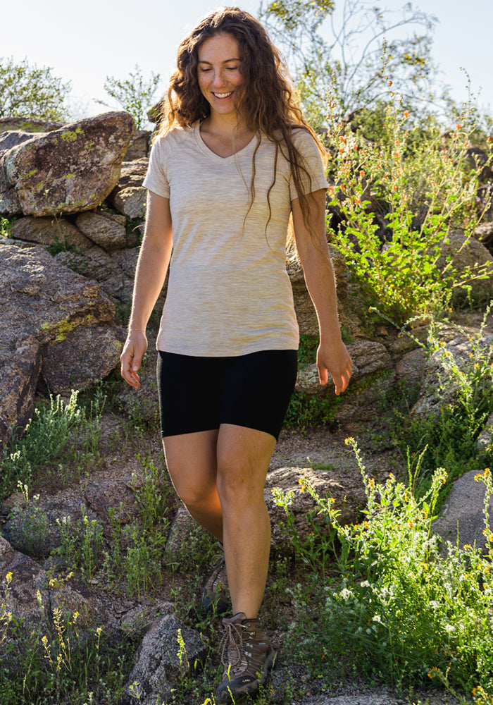 Mia V Neck - Cream Heather