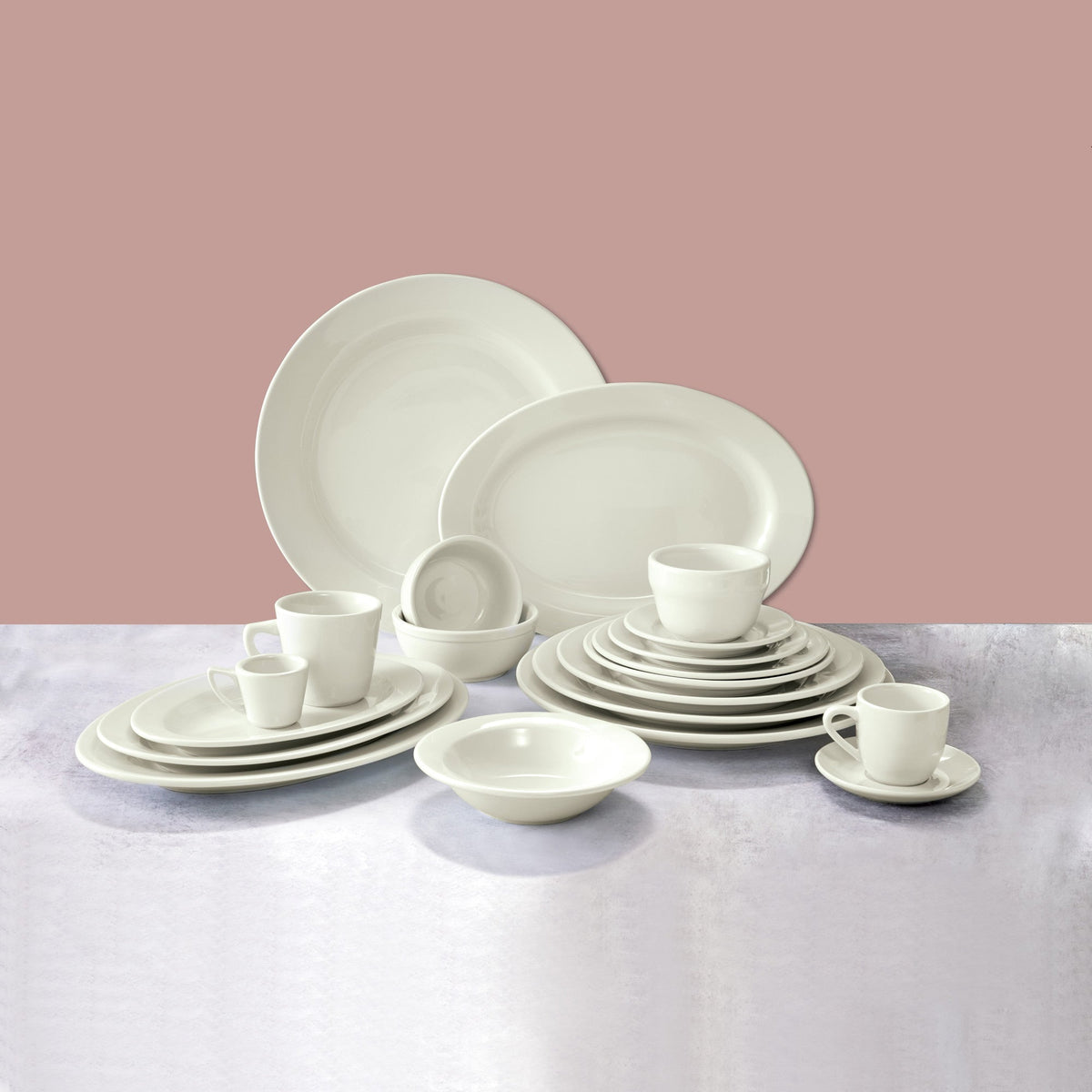 BPO-18-AW - Birkhall Porcelain Rolled Edge Platter, 18"L x 12-1/2"W x 1-3/4"H - American White (6 Pieces/Case)