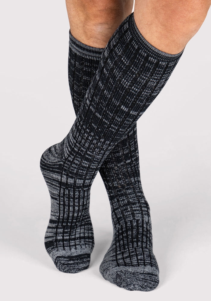 Mens Joey Mid Calf Socks - Dark Navy Marled
