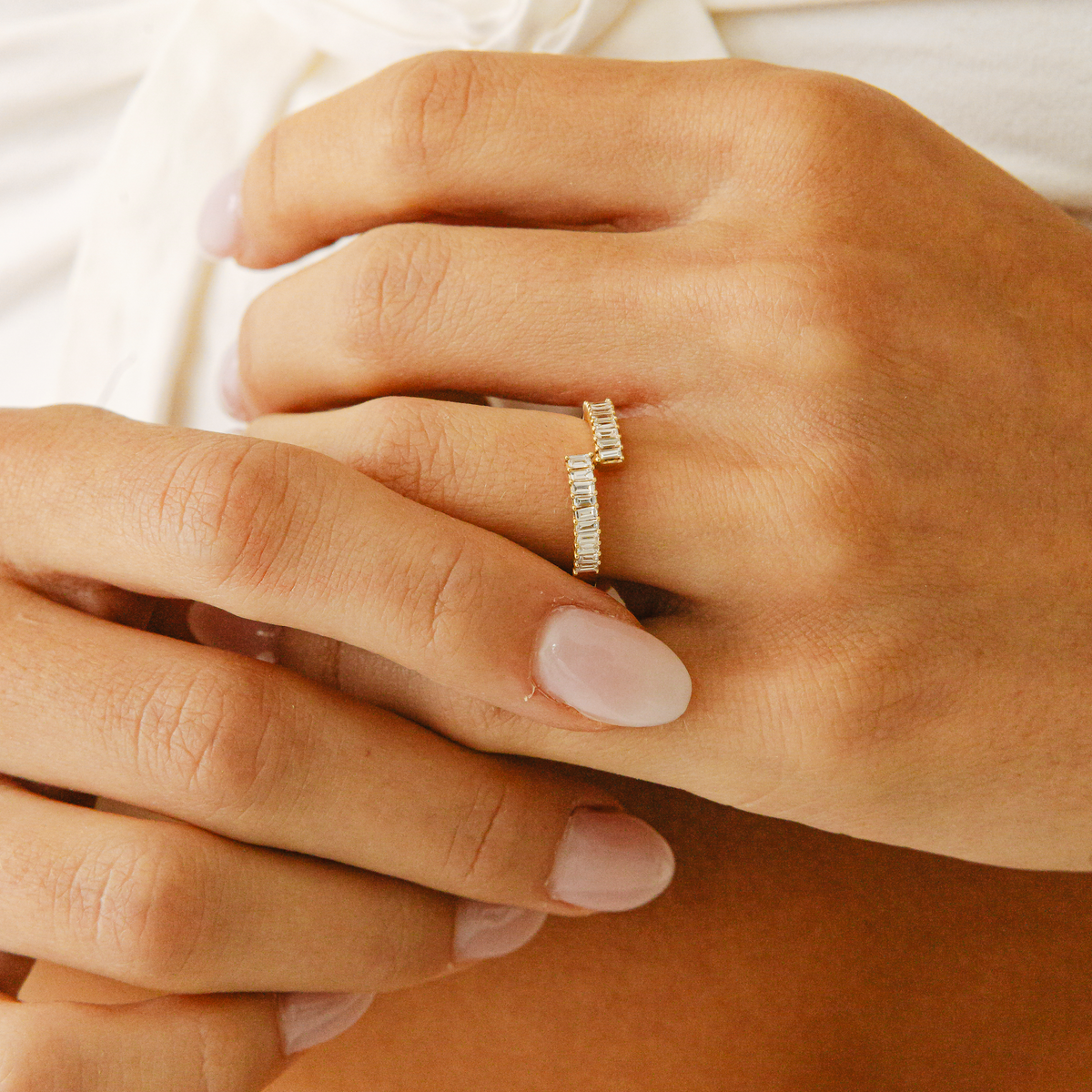 Sadie Pearl Split Baguette Ring