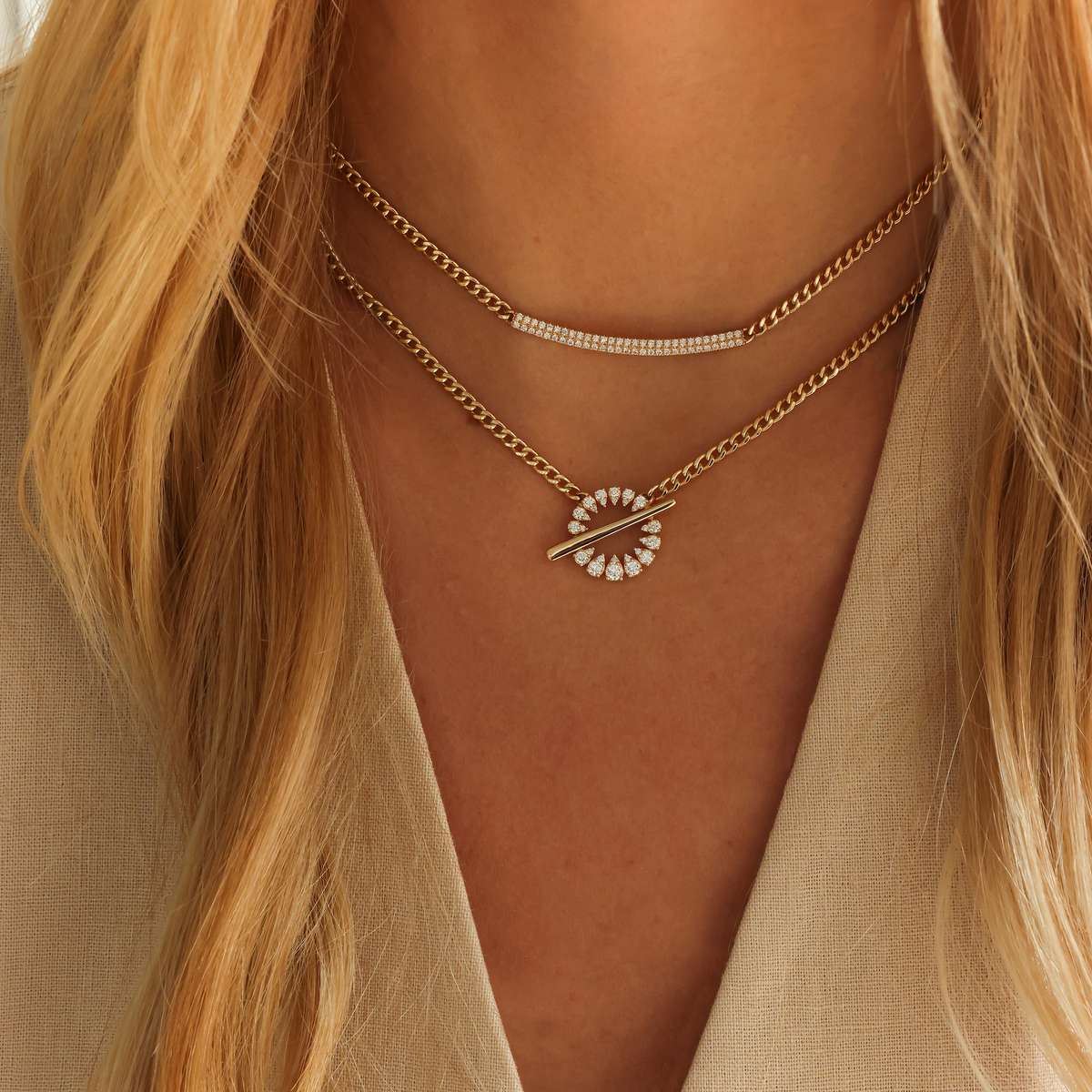 Sylvie Rose Cuban Chain Long Bar Necklace