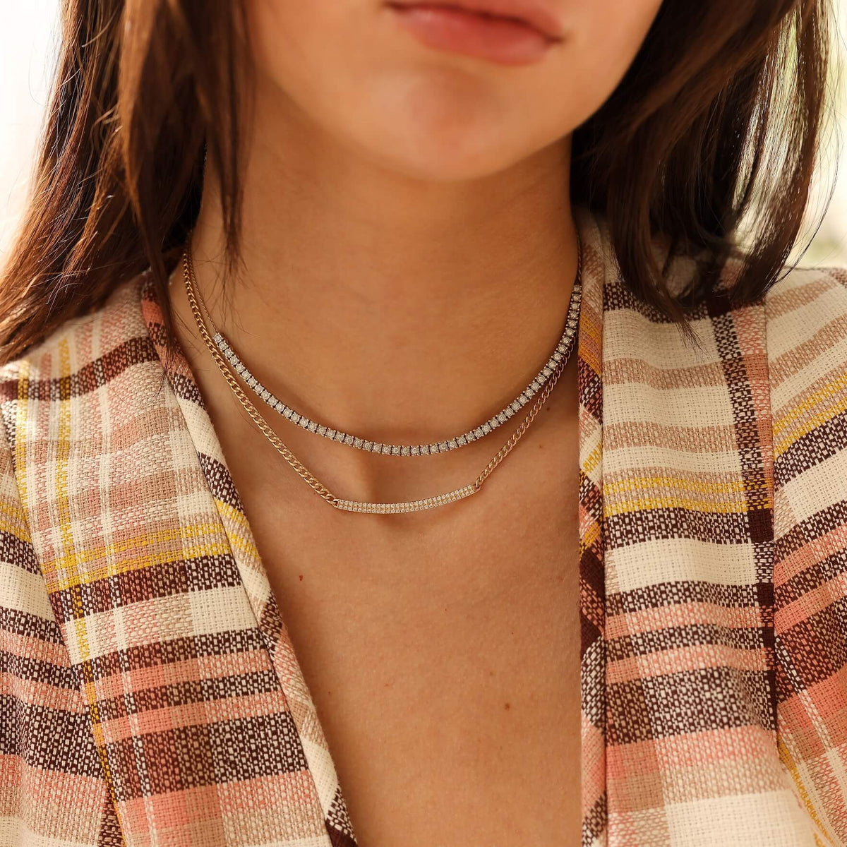 Sylvie Rose Cuban Chain Long Bar Necklace