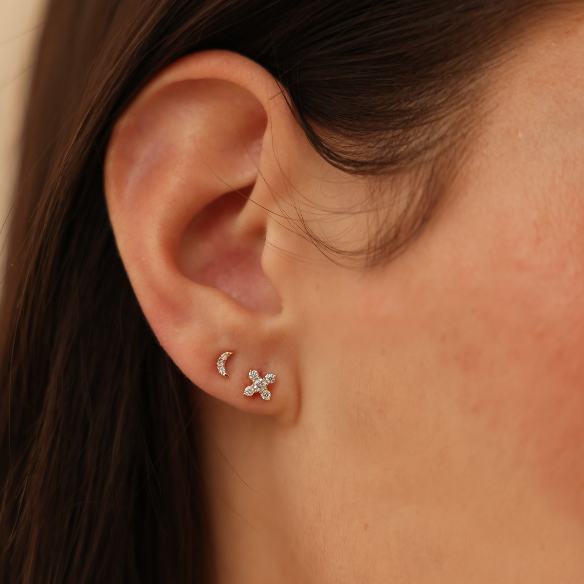 Mini Crescent Moon Studs