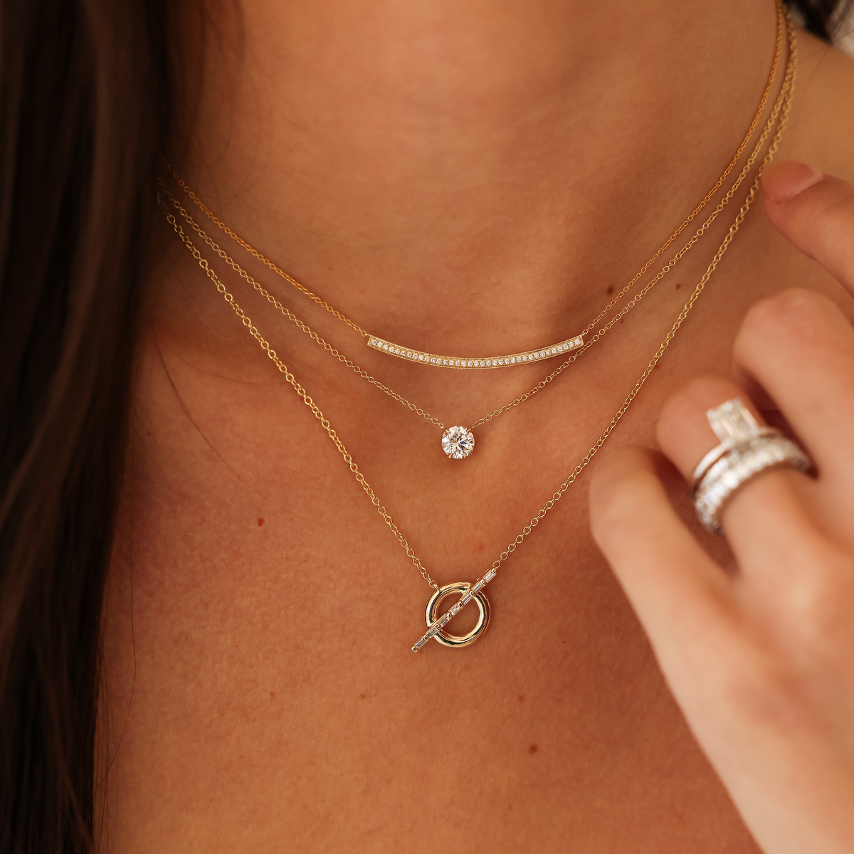Sadie Pearl Baguette Toggle Necklace