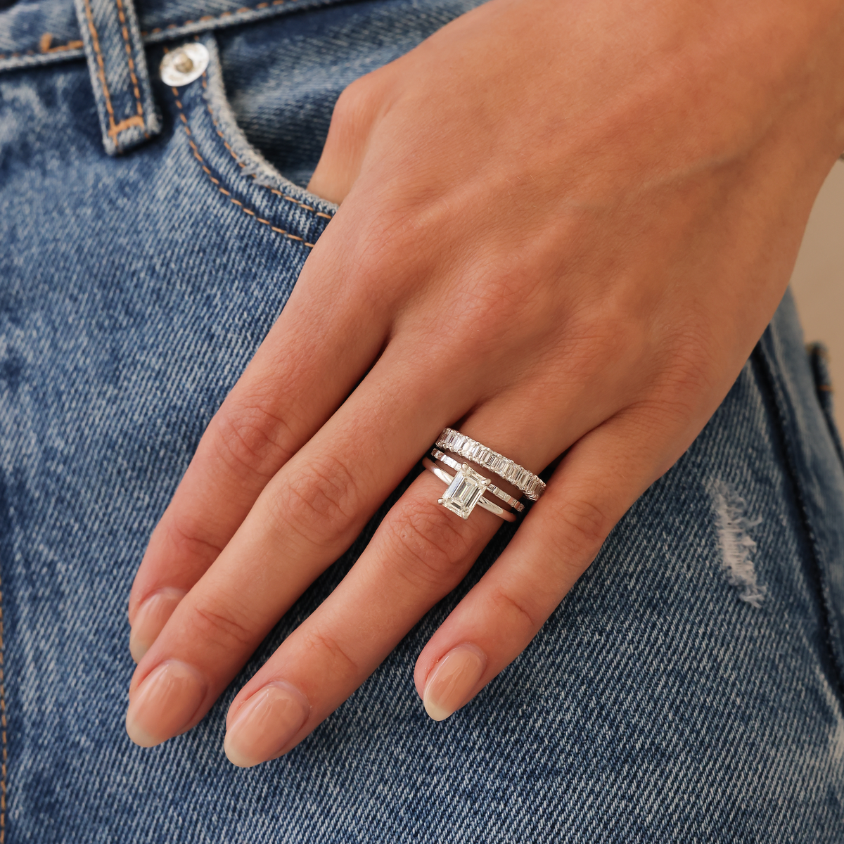 DRD 0.20 Ct. Emerald Cut Diamond Eternity Ring