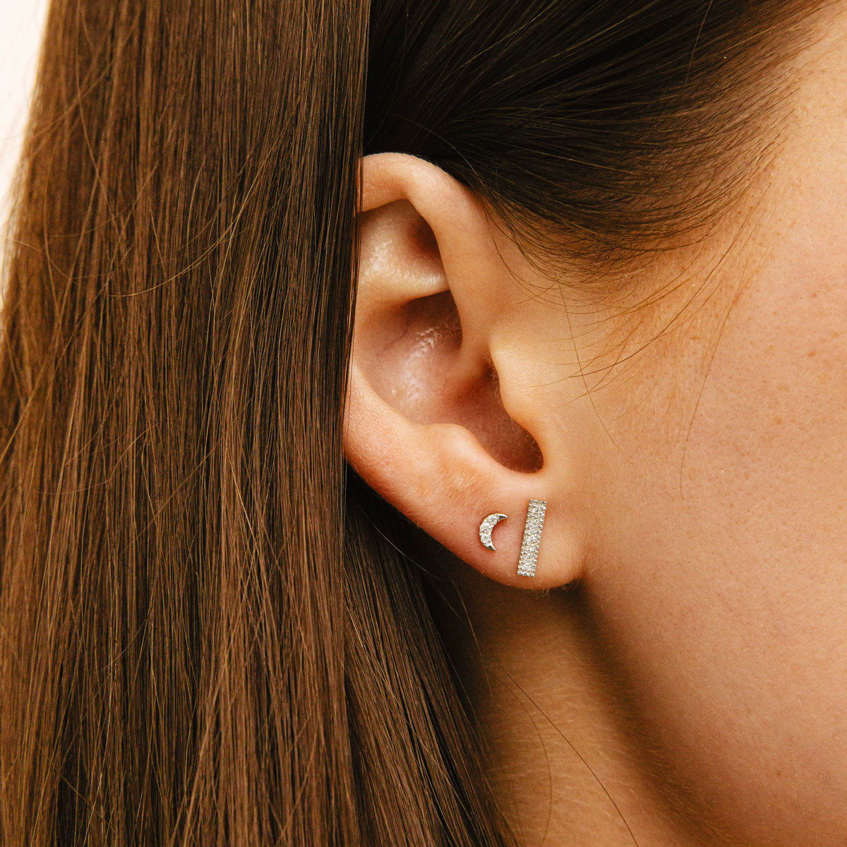 Mini Crescent Moon Studs